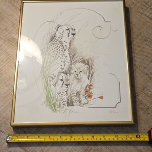 Cheetah Family Art Print with Gold Frame